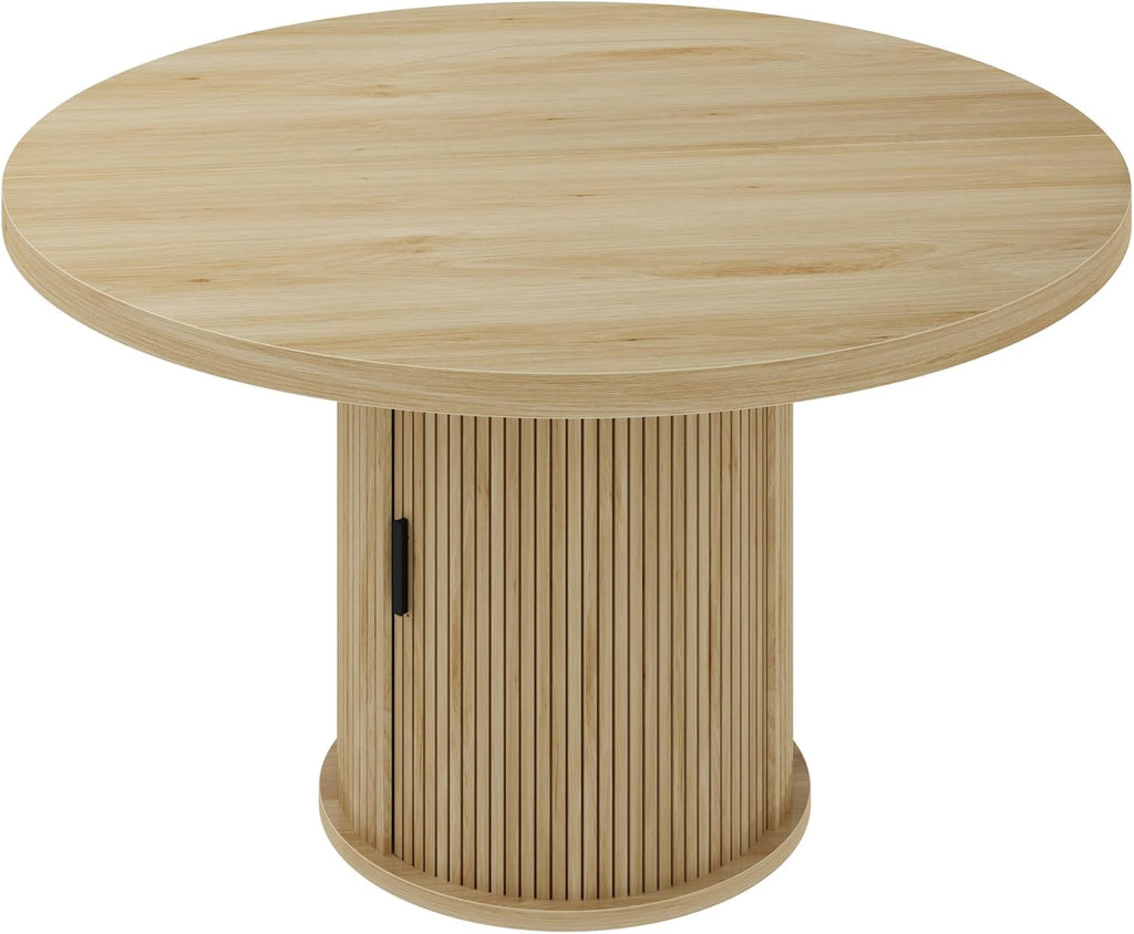 GarveeHome 47" Round Dining Table for 4-6, Farmhouse Kitchen Table, Natural