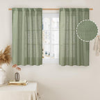 LAMIT Kitchen Linen Curtains 40 Inch Length 2 Panels, Sage Green Semi Sheer by LAMIT