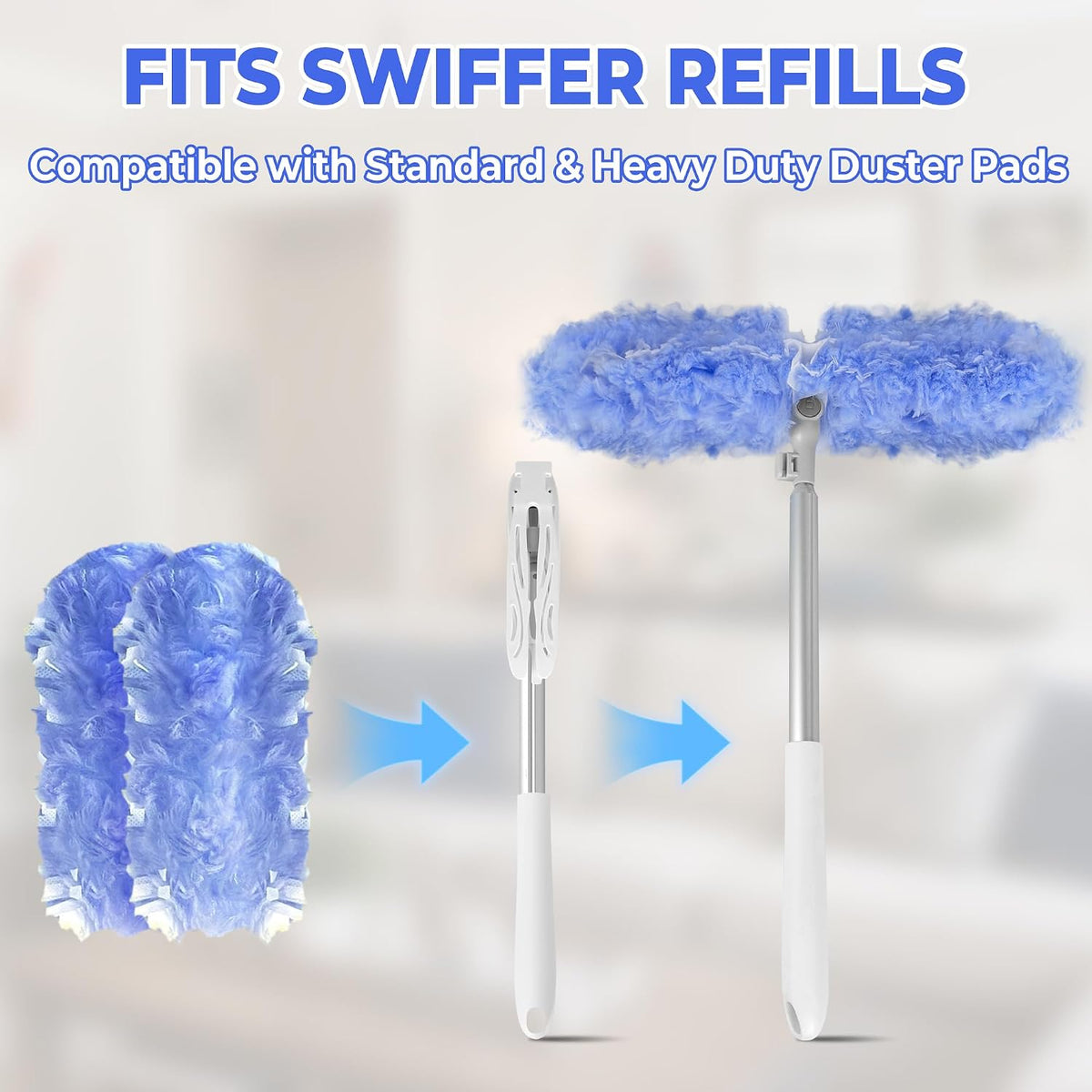 Duster Extended Handle & Long Duster, Compatible with Swiffer, 65.7"
