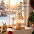 Candeldo Candle Warmer Lamp Gift Set, Christmas Box, Gold Floral Glass