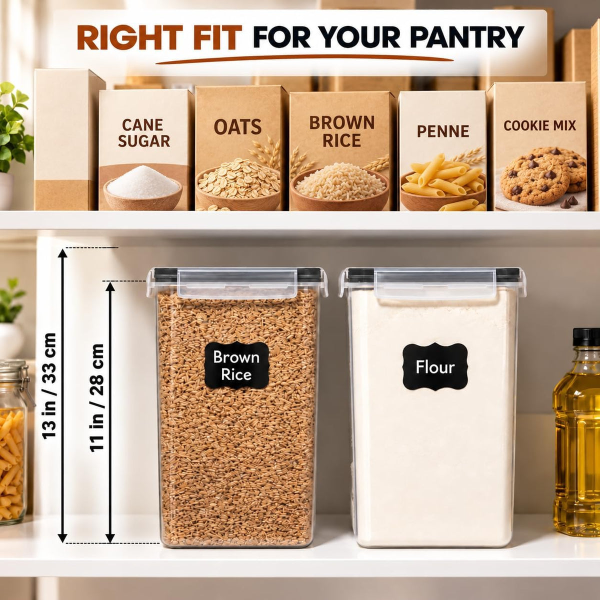 2 PC [7 Qt/ 6.5L/ 220 Oz] Large Flour Storage Containers with Airtight Lids