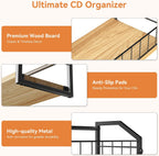 CD Storage, 2 Tier CD holder & Display, 60 Capacity-Natural Wood 2 Pack