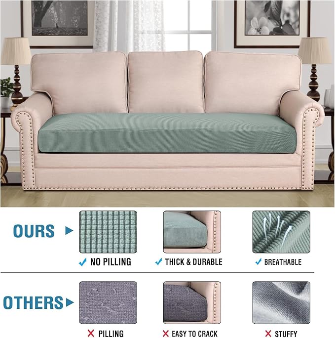 H.VERSAILTEX Super Stretch Individual Seat Cushion Covers Sofa Covers Couch - Image 2