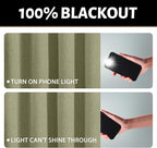 Yakamok Sage Green Linen Curtains 100% Blackout 96 Inches Long, Room Darkening - Image 2