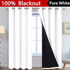 Yakamok 2 Thick Layers Pure White 100% Completely Blackout Curtains Thermal - Image 2