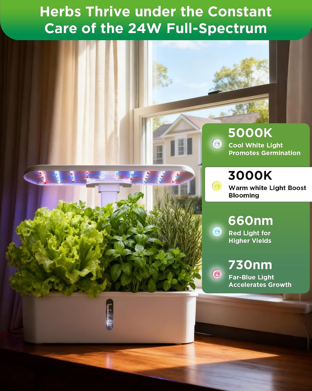 Hydroponics Growing System Kit 12 Pods, Indoor Garden with LED Grow Light
