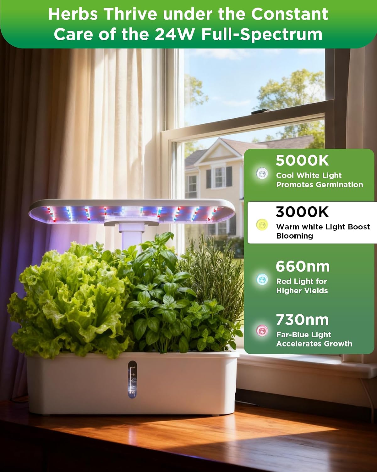 Hydroponics Growing System Kit 12 Pods, Indoor Garden with LED Grow Light