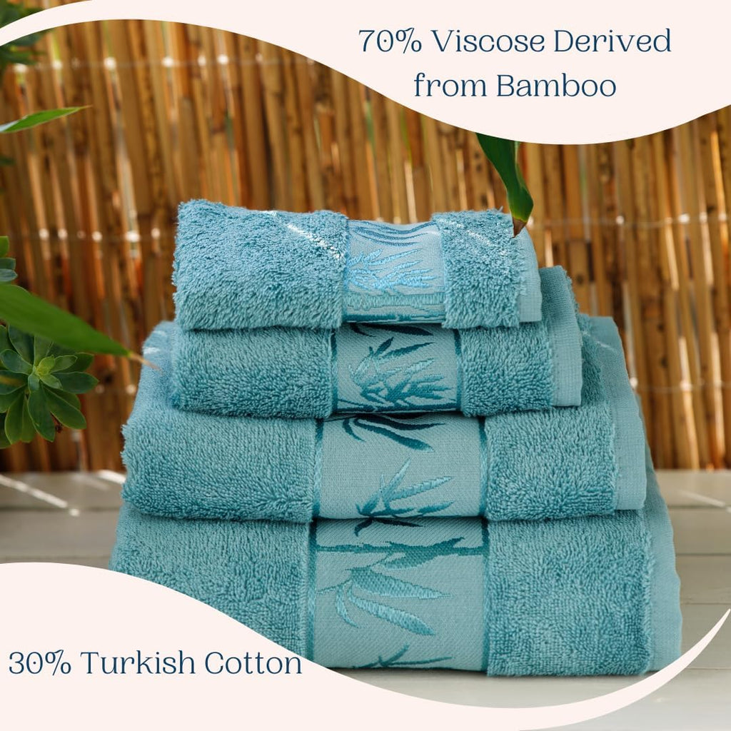 Set of 4 Luxury Super Soft Towels – Premium Viscose Derived from Bamboo & Turkish Cotton for The Ultimate Bath Experience