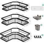AKTECKE Corner Shower Caddy Bathroom Organizer: Stainless Steel Adhesive Shower Rack - 3Pack No Drilling Shower Shelf - Rustproof Bathtub Organizer