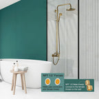 Heyalan Exposed Shower System, 8 Inch Rain Head, Handheld,Antique Brass