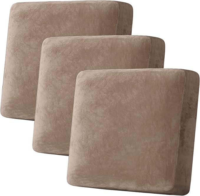 H.VERSAILTEX Velvet Stretch Couch Cushion Cover Plush Cushion Slipcover by HVERSAILTEX