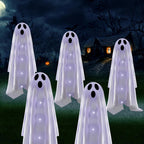 6PACKS Halloween Ghost Decorations Outdoor,Spooky Cloth Ghosts Decor for Halloween Scary Party Gifts,Solar Halloween Ghost Lights for Yard/Lawn/Patio/Holiday/Porch Decor