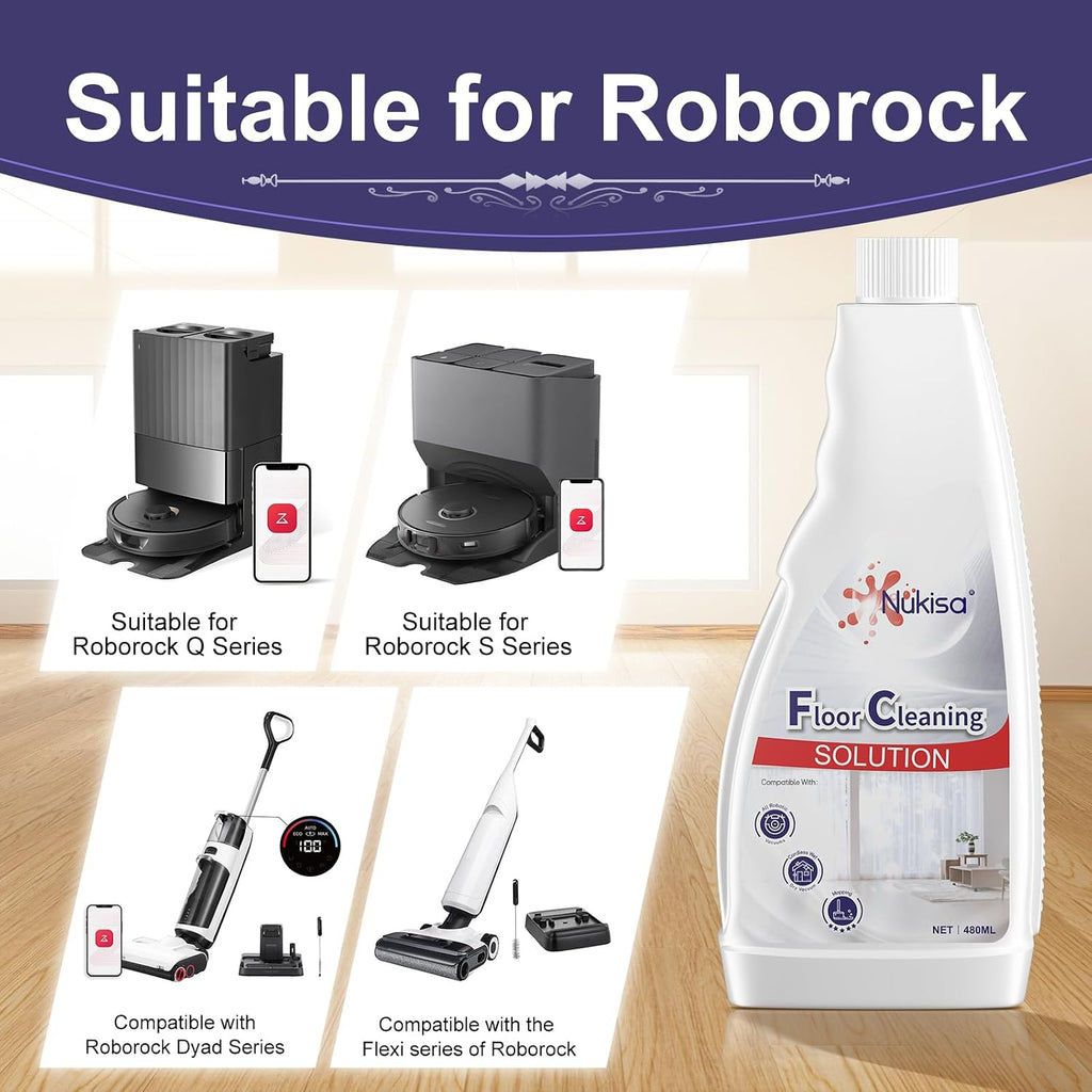Nukisa 1L Floor Cleaning Solution Compatible With Roborock Robot Vacuum Mop