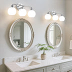 Chrome Vanity Light Bathroom Light Fixtures 3 Light Silver