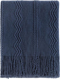 BOURINA Navy Throw Blanket 50x60 Inches Throw Textured Solid Soft Sofa Throw by BOURINA