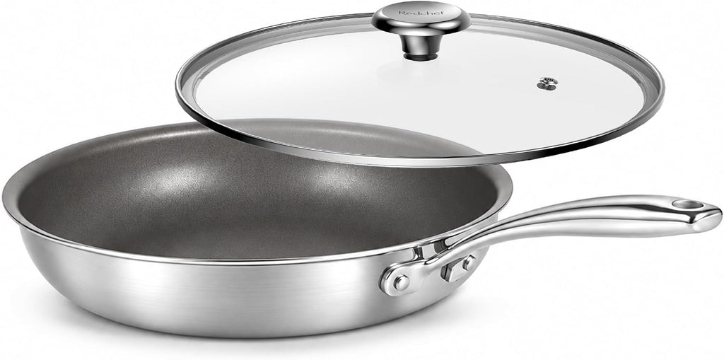 Redchef Titanium Ceramic Nonstick Frying Pan 9.5" & Lid, Oven Safe to 600F