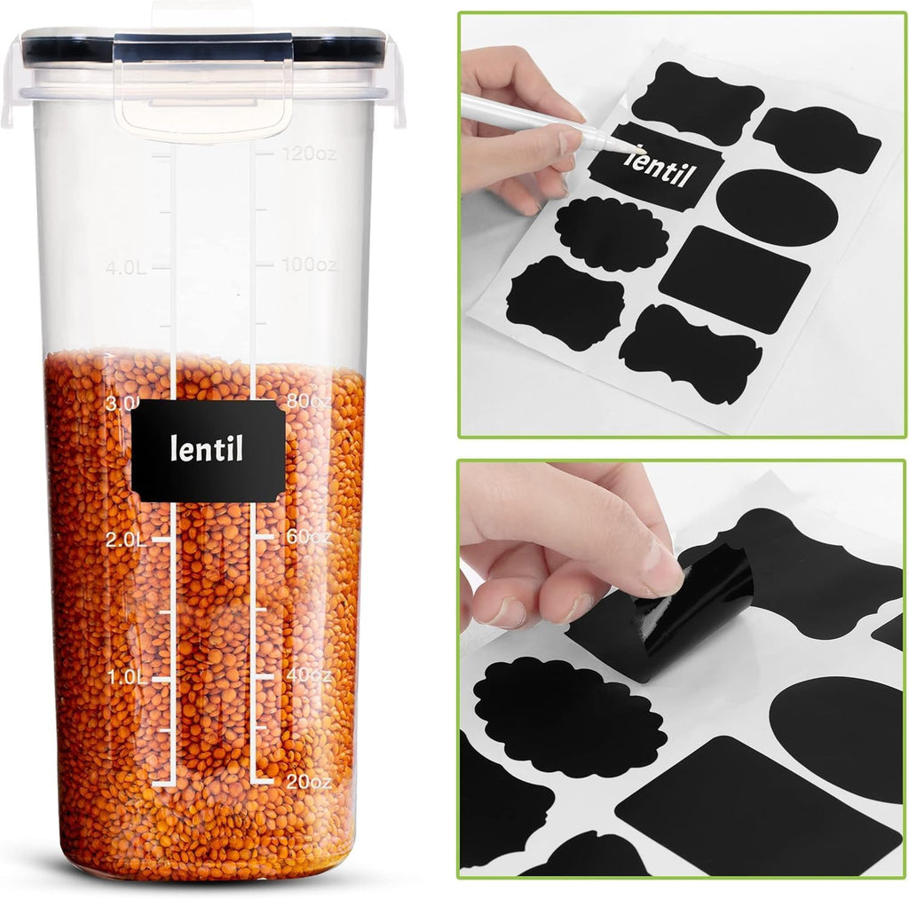 Utopia Kitchen Cereal Containers Storage Set with Lids, 4 Pack, 4L (135 Oz)