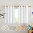 NICETOWN White Linen Kitchen Curtains 36 inches Long, Grommet Short Curtains by NICETOWN
