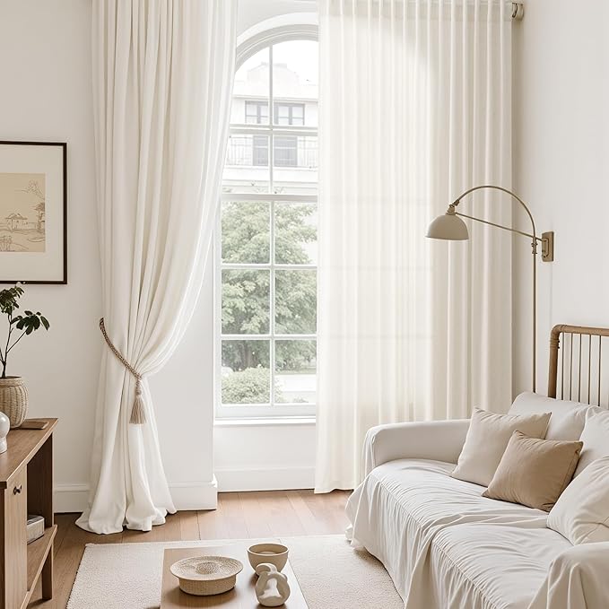 Nanspring Modern Linen Curtains 84 Inch Length 2 Panels Set - Image 6