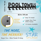 Pool Towel Rack Outdoor with 10 Hooks - 32 Inch Wall Mount - Rust-Proof