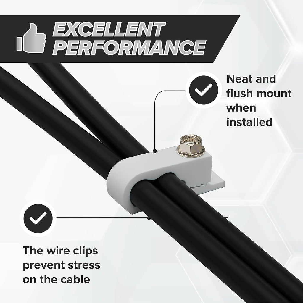 THE CIMPLE CO Dual Cable Clips with Screws - 1/2 Inch Coaxial Cable Clamps Outdoor - Exterior Cord Management for Coax, CAT Ethernet, Electrical Wire - Screw Clamps for Wires on Wall - 50 PCS, White