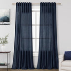 Nanspring Navy Blue Curtains 80 Inches Length by Nanspring