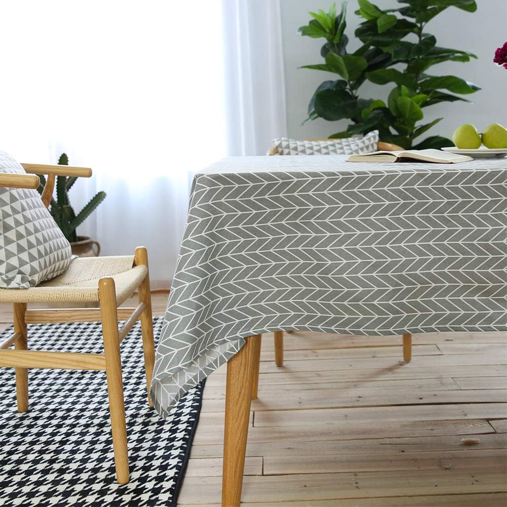 meioro Yellow Boho Table Cloth Rectangle Cotton Linen Nordic Twill Tablecloths Wrinkle Free Fabric Checkerboard Stripe Table Cloths Rustic Cover for Kitchen Dining Party Outdoor Picnic(55 x 55 Inch)