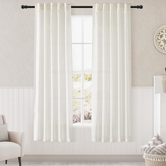 Nanspring Light Filtering Linen Curtains 72 inches Long by Nanspring