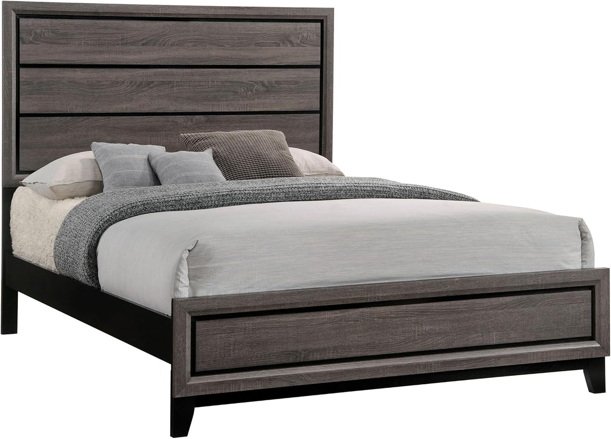 Coaster Watson Queen Panel Bed for Use with Box Spring, Grey Oak 212421Q