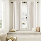 Ivory 100% Blackout Linen Curtains 63 Inch Length 2 Panels Set - Image 8