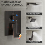 Rain Shower System 12"&6" Shower Heads Wall Mount Shower Faucet Set