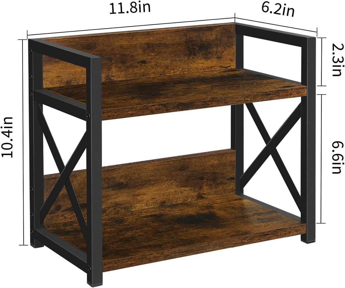 Countertop Shelf Organizer,Coffee Bar Accessories,Spice Rack,Coffee Counter Shelf,2 Tier Coffee Organizer Station for Mugs,Cups,Cream,Syrup(Rustic Brown, Small)