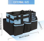 SCAVATA Wearable Cleaning Caddy, Cleaning Caddy Supplies Organizer with Handle & Shoulder Straps for Housekeepers, Under Sink & Car Cleaning Tool Organizers Bag with 4 Foldable Divider (Blue)