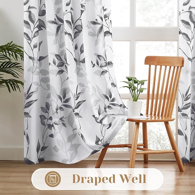 HOMEIDEAS Non-See-Through Light Grey and White Privacy Sheer Curtains 52 X 63 - Image 6