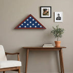 Americanflat Large Flag Display Case for Folded 5x9.5' Burial Flags - Engineered Wood Display Box for Wall or Tabletop - Silhouette Collection - Mahogany