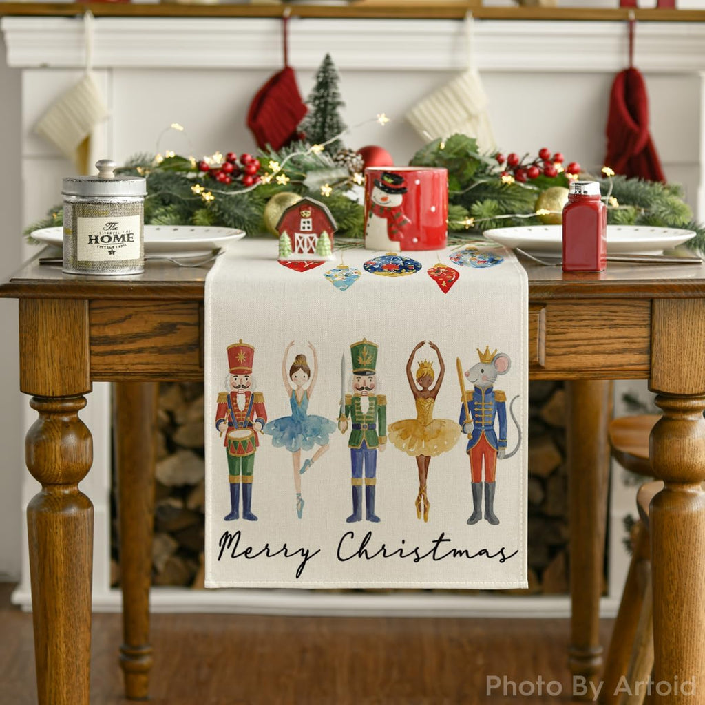 Artoid Mode Nutcracker Christmas Table Runner Home Party Decor 13x108 Inch
