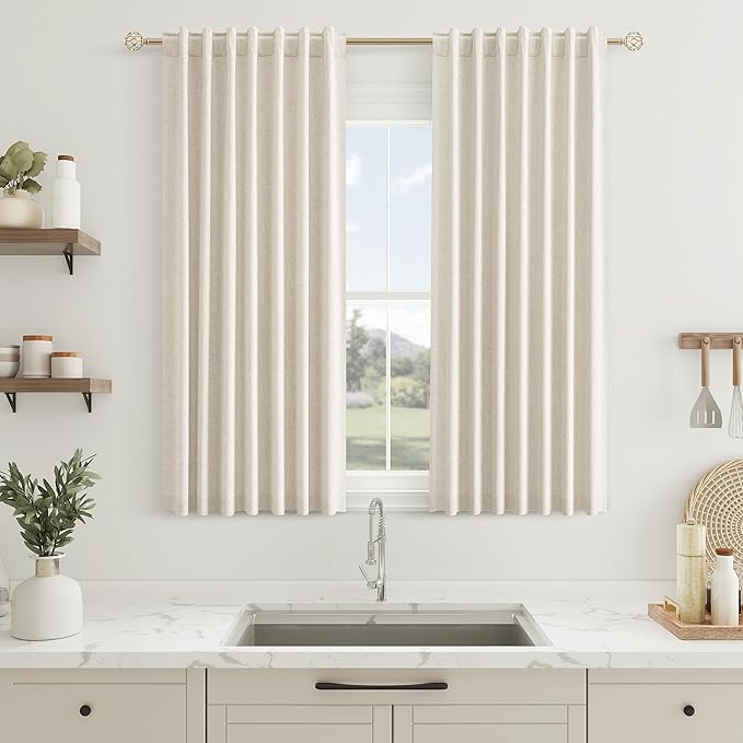 Guken 100% Blackout Curtains 45 Inch Length 2 Panels Set by Guken