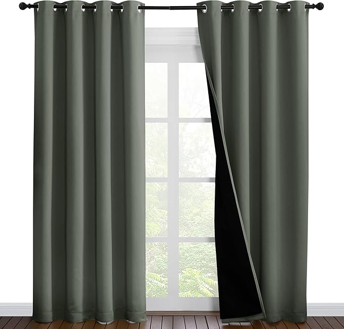 NICETOWN 100% Blackout Curtains 86 inches Long, Pair of Energy Smart & Noise by NICETOWN
