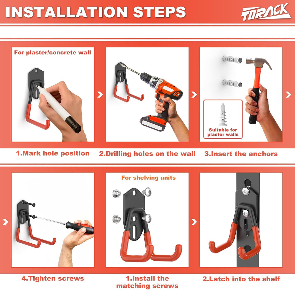 TORACK 15 PCS Garage Storage System Hooks, Shelving Hooks