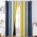 Estelar Textiler Navy Blue and Yellow Ombre Blackout Curtains 102 Inches Long by ESTELARTEXTILER