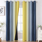 Estelar Textiler Navy Blue and Yellow Ombre Blackout Curtains 102 Inches Long by ESTELARTEXTILER