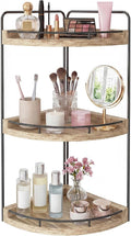 Fixwal 3 Tier Corner Bathroom Countertop Organizer Vanity Shelf Light Brown