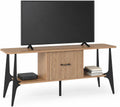 MWOOD Modern TV Stand, Fluted Media Console with Storage, Open Shelves, Oak