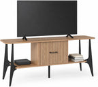 MWOOD Modern TV Stand, Fluted Media Console with Storage, Open Shelves, Oak