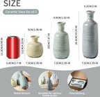 Ceramic Vase Set of 3, Rustic Neutral Vases Home Decor Farmhouse Decorative Flower Vase Modern Boho Pampass Vases for Table Mantel Entryway Shelf Living Room Kitchen Bathroom - Multicolor