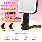 GOMIPURU Magnifying Travel Mirror with Light, 30X/1X Double-Sided Magnifying Mirror with 3 Color Lights, Brightness Adjustable, Foldable Handheld Makeup Mirrors Portable for Travel and Desktop, Dark