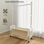 Kids Clothing Rack with Storage Bag, Adjustable Height, White