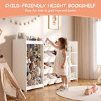 3-in-1 Kids Toy Storage Organizer, White Solid Wood, White Bins