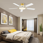 TALOYA 52 inch Ceiling Fans with Lights and Remote, Low Profile, White Gold
