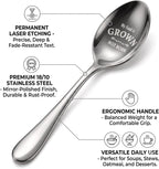 Spoons Silverware, Stainless Steel Coffee Spoons with My Food Is Grown Not Born Design, Reusable Decorative Spoon for Coffee, Tea, Desserts, Breakfast, Dining & Gifting